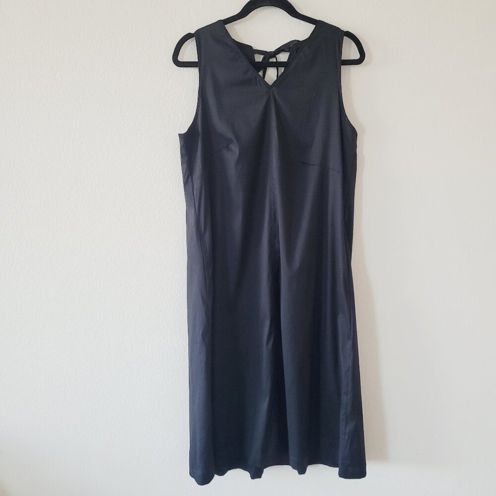 Chicos Sleeveless Black Maxi Dress Size L 8 10 Beaded V-neck Classic Career